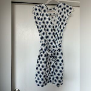 LOFT print cap ruffle sleeve romper